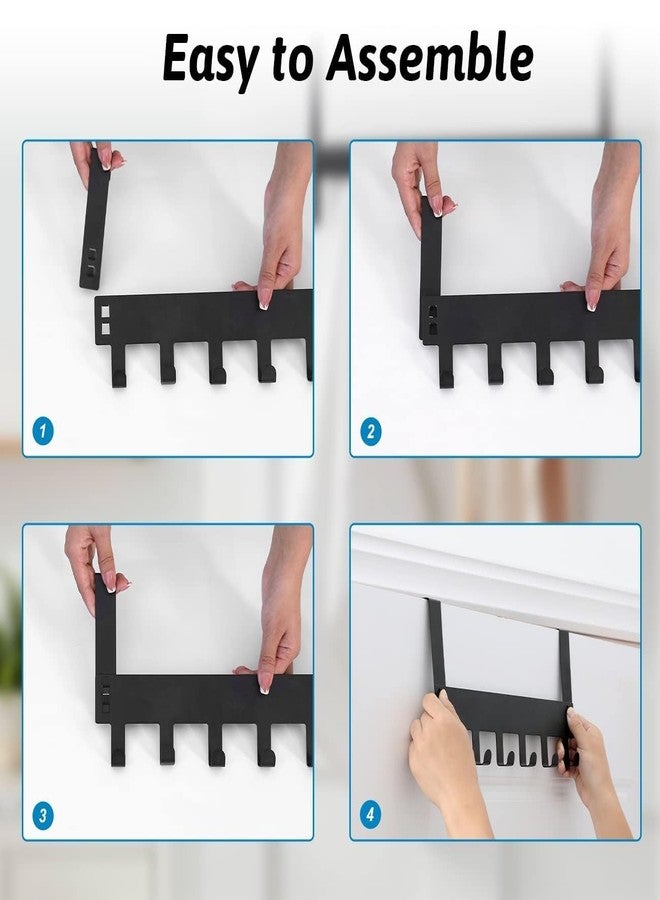 KBKM Door Hook Hanger Over The Door Hook Hanger Cloth Hanger Hooks for Cloth Hanging Carbon Steel Heavy Duty Drill Free Hanger for Bathroom Bedroom Kitchen Towel Hanger (Black) - Image 5